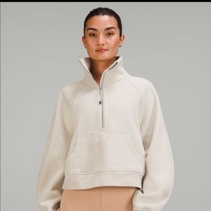 Scuba oversized funnel half zip in natural ivory